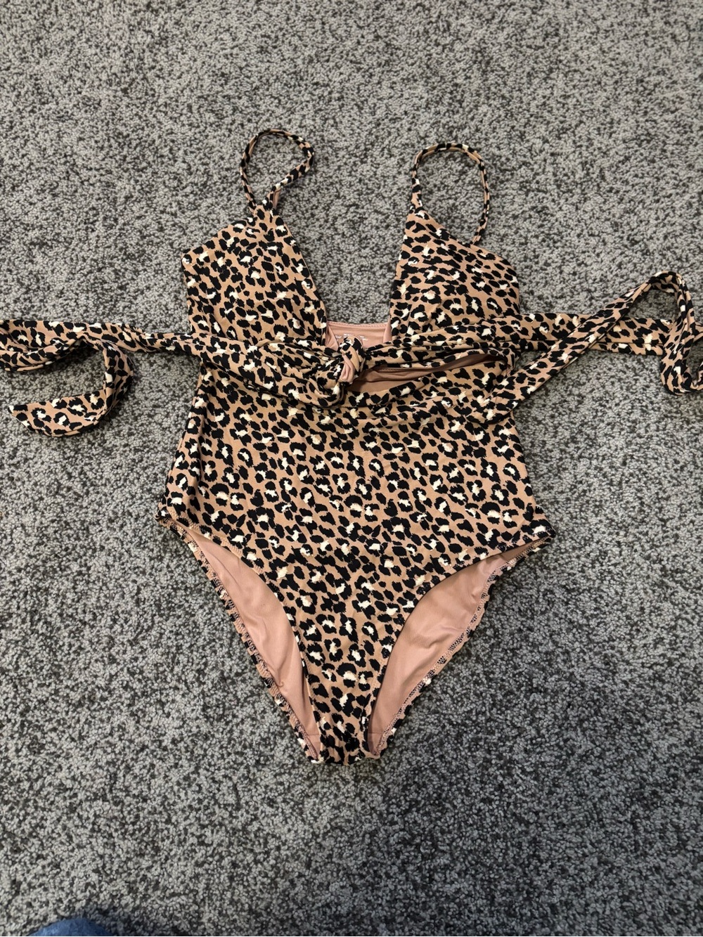 aerie Leopard-Print One-Piece Swimsuit - Tan/Black